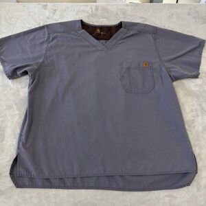 Carhartt Scrub Top Mens XL Gray-Blue V Neck Workwear‎ Medical Uniform Durable